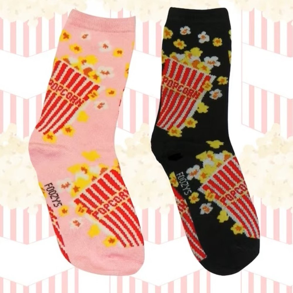 Popcorn Pop Corn Kernel Movies Salt Snack Popped 2 Pairs Foozys Women's Socks